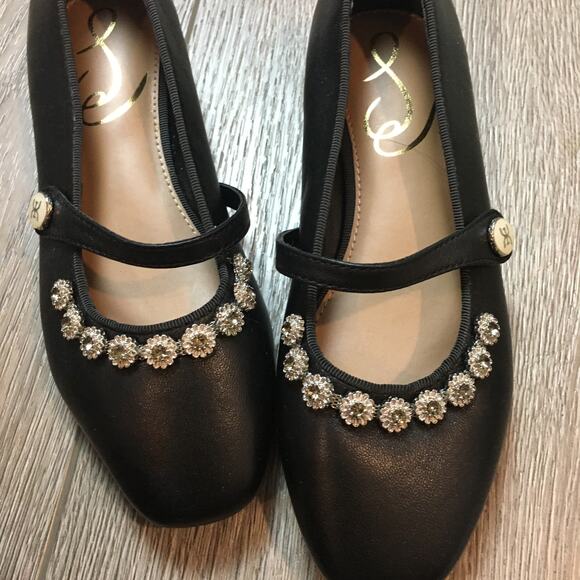 New Sam Edelman Black Embellished Strap Mary Jane Flats Girls Size 13 - Picture 3 of 7